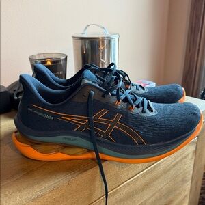ASICS Gel-Nimbus Max Athletic Shoes - Dark Blue and Bright Orange